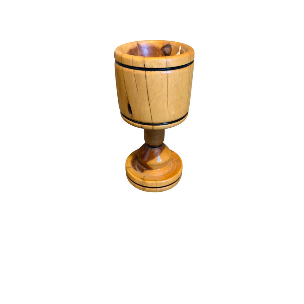 Handcrafted Rustic Wooden Chalice Goblet Turned Wood Decorative Pedestal Cup